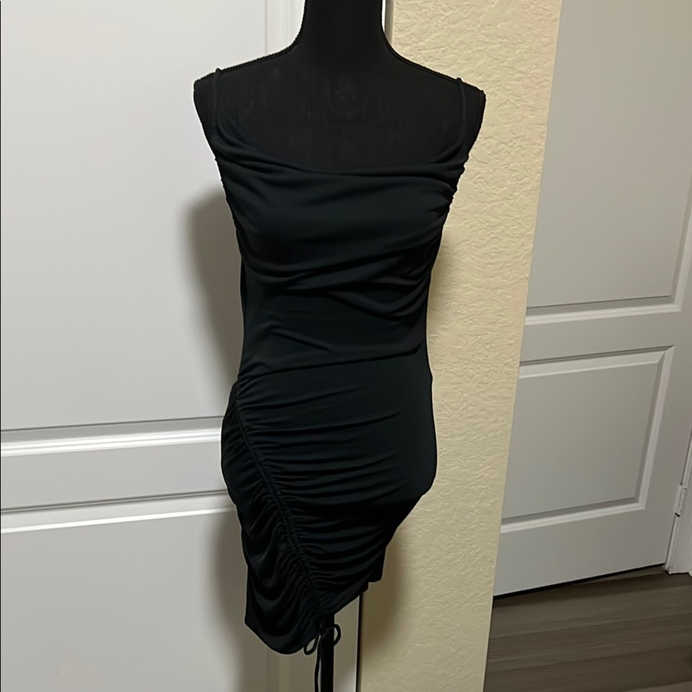 Elegant Black Ruched Dress